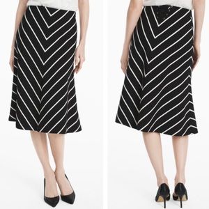 NWT White House Black Market WHBM Chevron Striped Midi Skirt